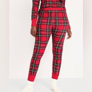 Old Navy High Waisted Plaid Waffle Knit Pajama Leggings NEW Pants Red Large